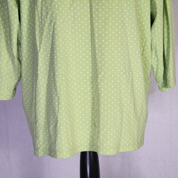 CJ Banks Citron and White Polka Dot 3/4 Sleeve Cotton Crew Neck Blouse Size 1X - Picture 10 of 16